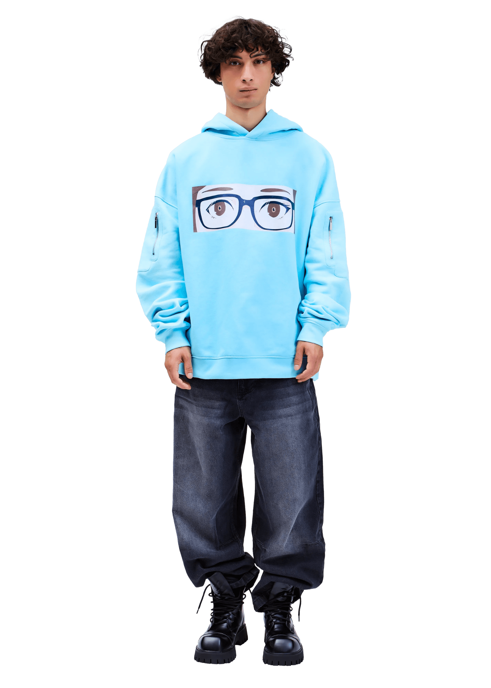 Model wears ARK/8 Anime Mei Oversize Pullover Hoodie M - Front View