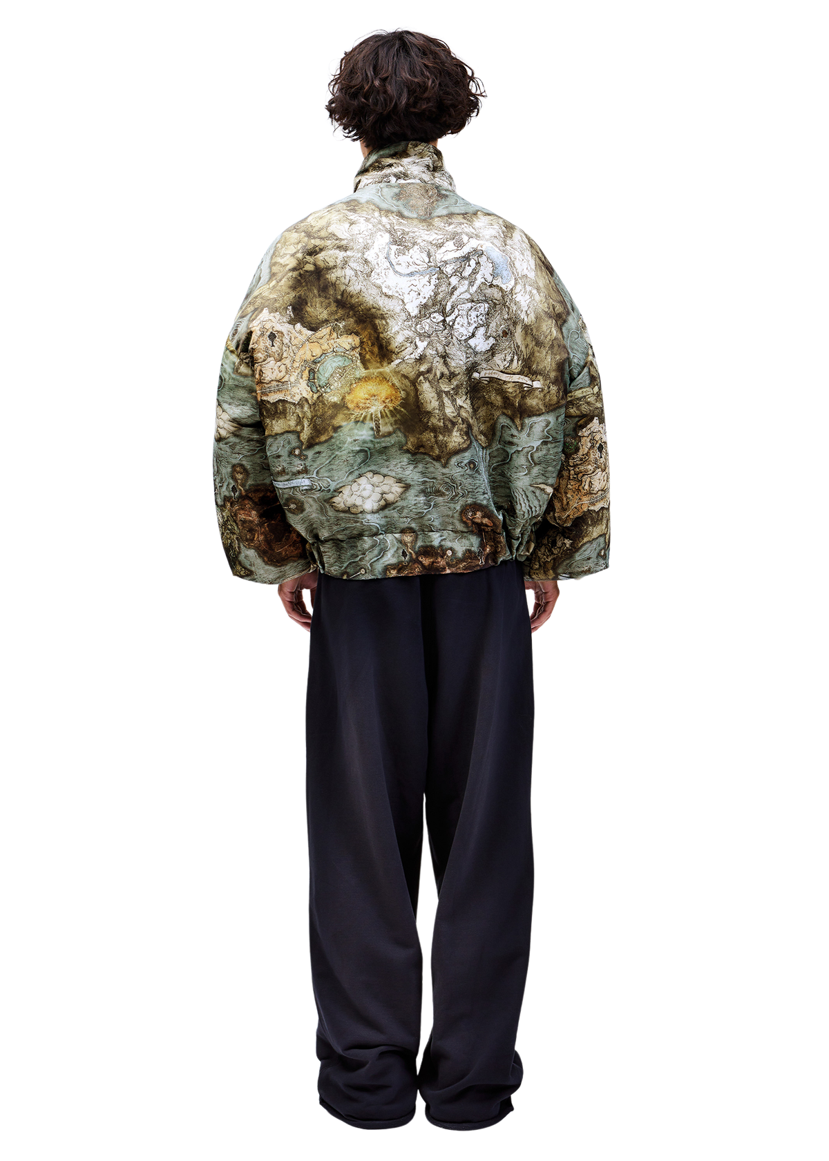 Model wears ARK/8 The Lands Between Bomber Jacket in a Size M - Back View
